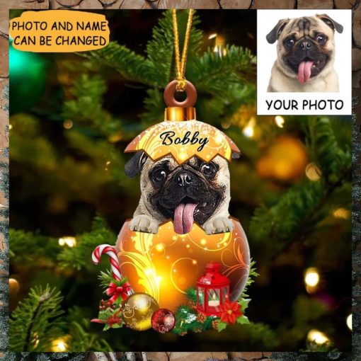Custom Dog Photo Pug Christmas Ornament Cute Christmas Tree Ornament Decorations Gifts