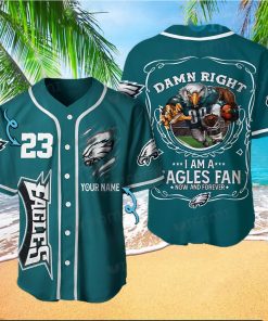 Custom Eagles Baseball Jersey Mascot Damn Right Philadelphia Eagles Gift