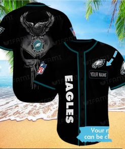 Custom Eagles Baseball Jersey Punisher Skull Philadelphia Eagles Gift