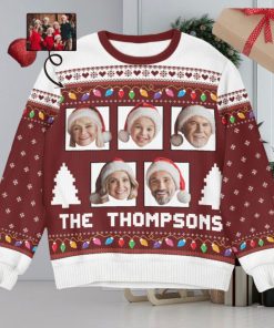 Custom Face Funny Christmas Light Personalized Photo Ugly Sweater