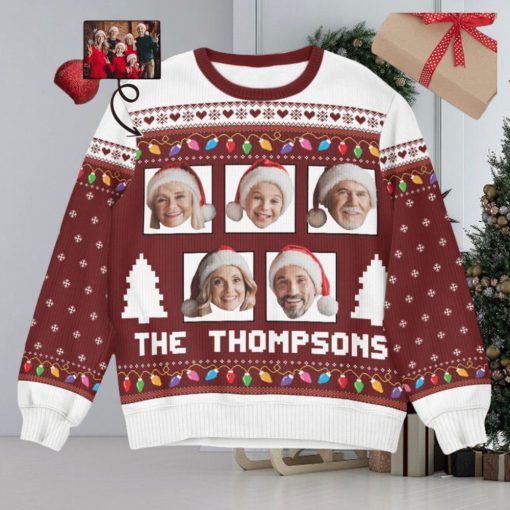 Custom Face Funny   Christmas Light   Personalized Photo Ugly Sweater