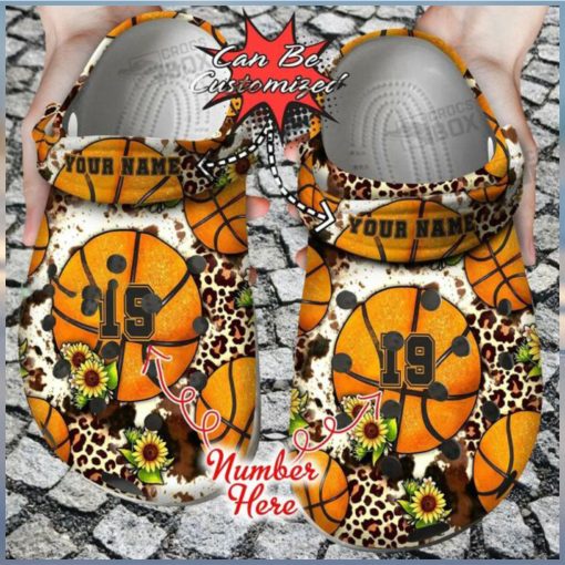 Custom Leopard Basketball Sunflower Crocs