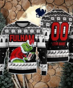 Custom Name And Number EPL Fulham Grinch Ugly Christmas Sweater All Over Print Trending Sweater For Fan