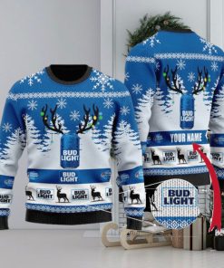 Custom Name B U D Light Beer 3d All Over Print Ugly Christmas Sweater