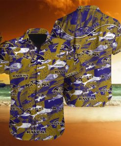 Custom Name Baltimore Ravens NFL Fish AOP Pattern Hawaiian Shirt For Men And Women