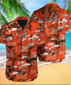 Custom Name Cleveland Browns NFL Fish AOP Pattern Hawaiian Shirt For Men And Women