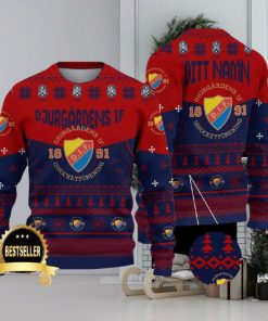 Custom Name Djurgårdens IF Ugly Christmas Sweater New Logo Gift For Men And Women Fans