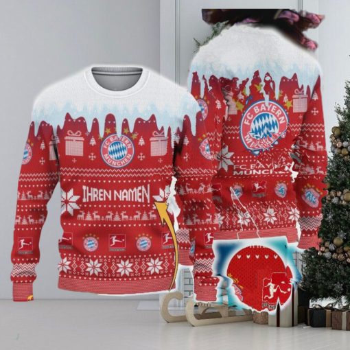 Custom Name FC Bayern Munchen Ugly Christmas 3D Sweater Gift For Men And Women