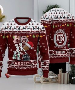 Custom Name For NCAA Fans Texas A&M Aggies HO HO HO Ugly Christmas Sweater Funny Christmas Gift