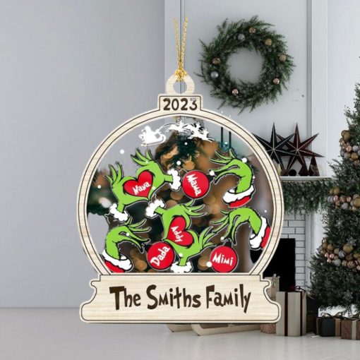 Custom Name Grinch Hand Dr Seuss Reward Jar Ornament, Personalized The Grinch Who Stole Christmas Shake Ornament, Xmas Tree Home Decor