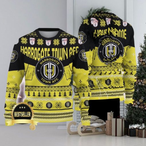 Custom Name Harrogate Town AFC Ugly Christmas Sweater New Logo Gift For Men And Women Fans