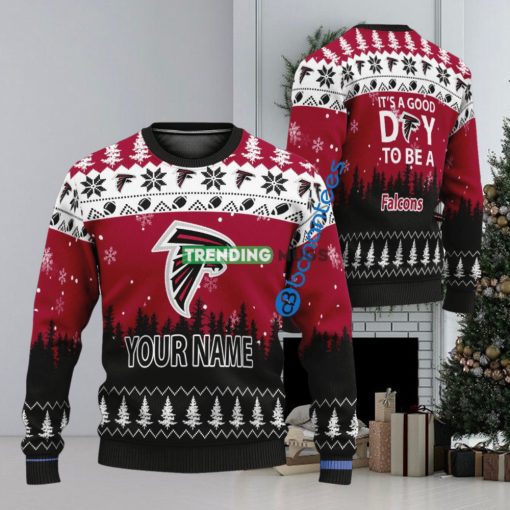 Custom Name It A Good Day To Be A Atlanta Falcons Ugly Christmas Sweater