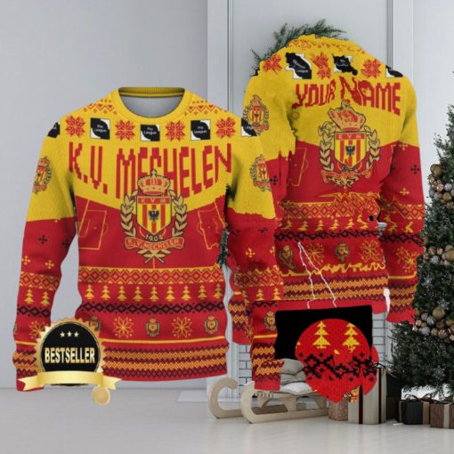 Custom Name KV Mechelen Ugly Christmas Sweater New Logo Gift For Men And Women Fans