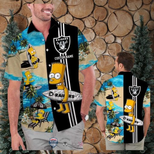 Custom Name Las Vegas Raiders Bart Simpson Hawaiian Shirt For Men Women