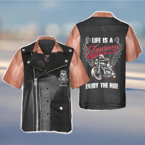 Custom Name Motorcycle Racing Skull Life Is A Journey Enjoy The Ride Hawaiian Shirt Gifts For Bikers Gift Halloween