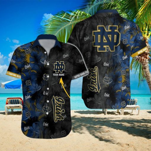 Custom Name Notre Dame Fighting Irish NCAA Pacific Logo AOP Hawaiian Shirt For Summer