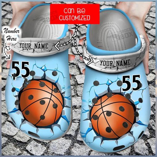 Custom Name Number Basketball Crocs Blue