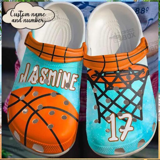 Custom Name Number Basketball Girl Crocs