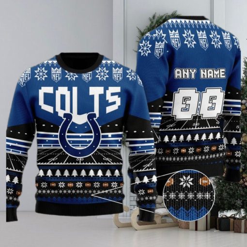 Custom Name Number Nfl Indianapolis Colts Rugby Stadium Ugly Christmas Sweater