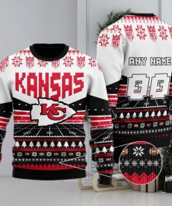 Custom Name Number Nfl Kansas City Chiefs Rugby Stadium Ugly Christmas Sweater