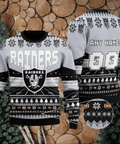 Custom Name Number Nfl Las Vegas Raiders Rugby Stadium Ugly Christmas Sweater