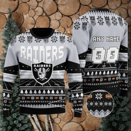 Custom Name Number Nfl Las Vegas Raiders Rugby Stadium Ugly Christmas Sweater