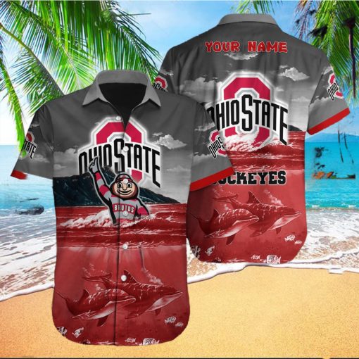 Custom Name Ohio State Buckeyes NCAA Logo Dolphin Beach Funny Hawaiian Shirt