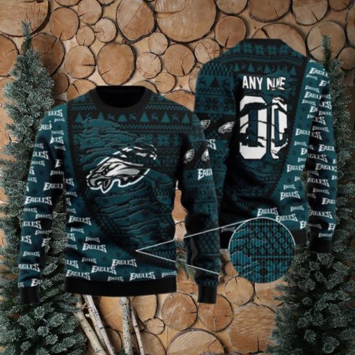 Custom Name Philadelphia Eagles Woolen Ugly Christmas Sweater