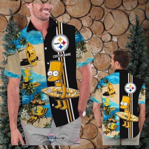 Custom Name Pittsburgh Steelers Bart Simpson Hawaiian Shirt For Men Women