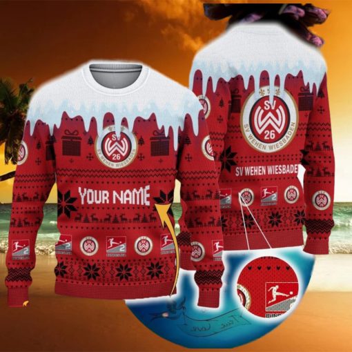 Custom Name SV Wehen Wiesbaden Ugly Christmas 3D Sweater Gift Holidays