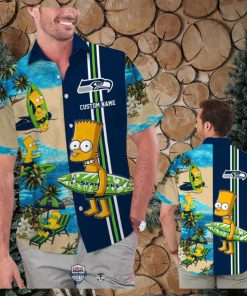 Custom Name Seattle Seahawks Bart Simpson Hawaiian Shirt For Men Women