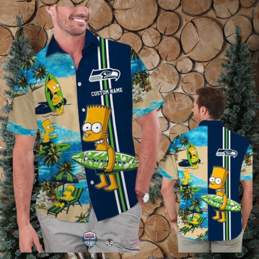 Custom Name Seattle Seahawks Bart Simpson Hawaiian Shirt For Men Women