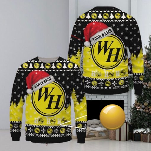 Custom Name Waffle House Uniform Brand Logo Christmas Wool Sweater