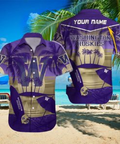 Custom Name Washington Huskies NCAA Collar Beach Hawaiian Shirt Men And Women Gift