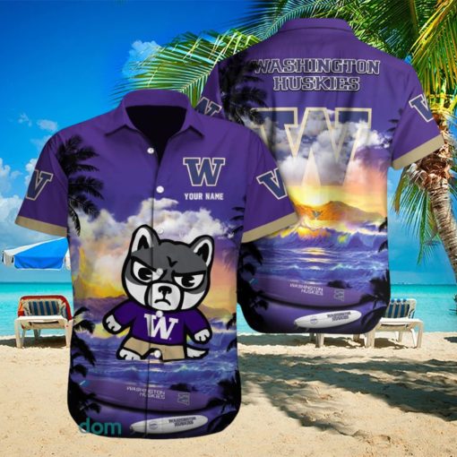 Custom Name Washington Huskies NCAA Unisex Brand AOP Hawaiian Shirt Gift For Fans