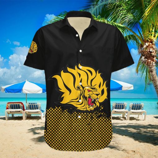 Custom Number And Name ArkansasPine Bluff Golden Lions Hawaiian Shirt Basketball Net Grunge Pattern NCAA Gift For Fans hawaiian shirt