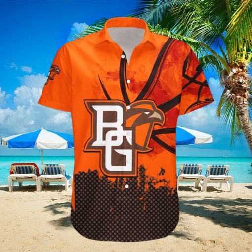 Custom Number And Name Bowling Green Falcons Hawaiian Shirt Basketball Net Grunge Pattern NCAA Gift For Fans hawaiian shirt