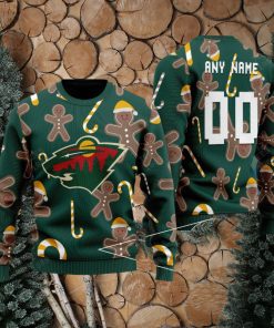 Custom Number And Name Minnesota Wild Christmas Santa Bear Ugly Christmas Sweater