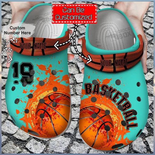 Custom Number Basketball Blue Crocs