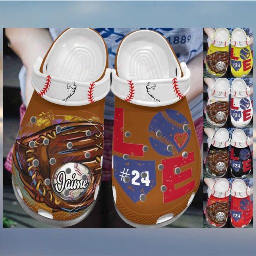 Custom Number Colorful Baseball Home Plate Clogs Shoes