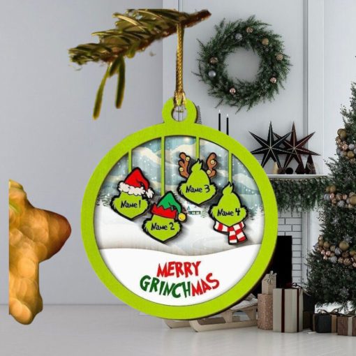 Custom Ornament Engraved Names Christmas 2022 Grinch Wood Family Decoration Usa