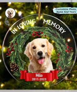 Custom Photo In Loving Memory Dog Cat Ornament