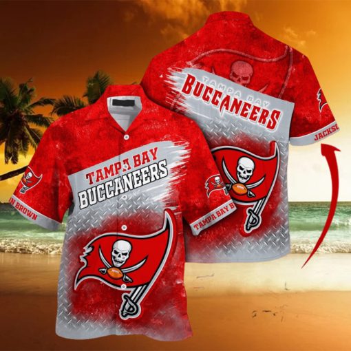 Customized NFL Tampa Bay Buccaneers Hawaiian Shirt Metal Pattern Aloha Shirt