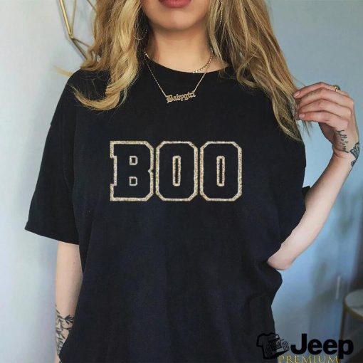 Cute BOO Halloween sweatshirt Gold Glitter Chenille Patch Crewneck shirt