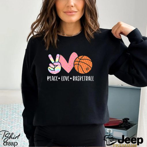 Cute Basketball T shirt, Peasce Love Basketball