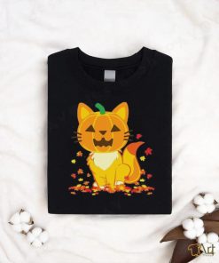 Cute Cat Face Jack O Lantern Pumpkin Halloween Autumn Fall T Shirt