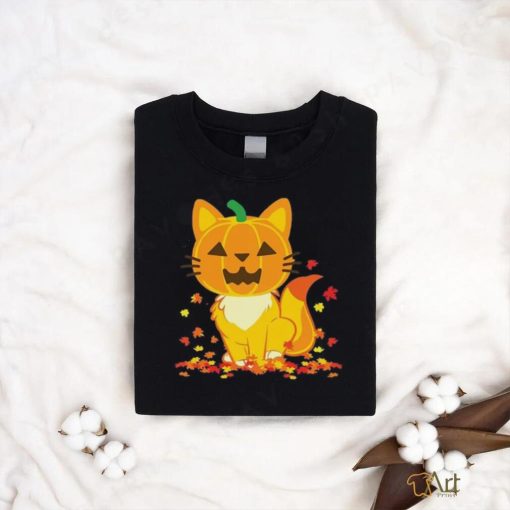 Cute Cat Face Jack O Lantern Pumpkin Halloween Autumn Fall T Shirt