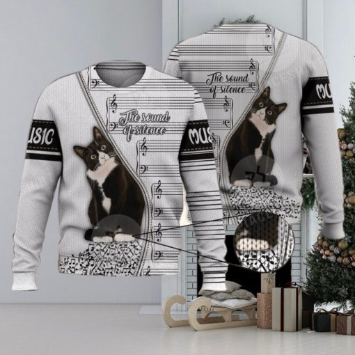 Cute Cat The Sound Of Silence 3D Full Print Ugly Sweater Christmas Gift Sweater