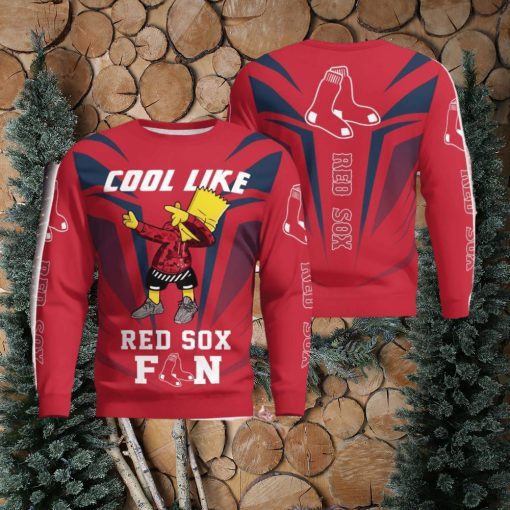 Cute Cool Like Boston Red Sox Fan Bart Simpson Dab Ugly Christmas Sweater