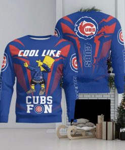 Cute Cool Like Chicago Cubs Fan Bart Simpson Dab Ugly Christmas Sweater